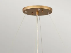 Ausgefallene LED Pendelleuchte Gold matt mit Glas Behang Ø 66cm