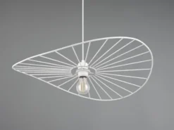 Ausgefallene LED Pendelleuchte, Lampenschirm Weißer Draht, Ø 60cm
