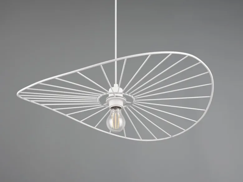 Ausgefallene LED Pendelleuchte, Lampenschirm Weißer Draht, Ø 60cm