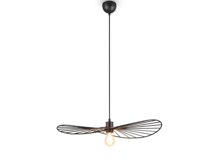 Ausgefallene LED Pendelleuchte, Lampenschirm Schwarzer Draht, Ø 60cm