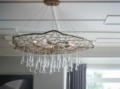 Ausgefallene LED Pendelleuchte Gold matt mit Glas Behang Ø 91cm