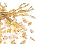 Ausgefallene LED Stehlampe Gold mit Glas Kristall 2-farbig, Höhe 155cm