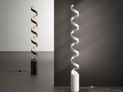Ausgefallene LED Stehlampe HELIX Schwarz / Gold, Höhe 152cm