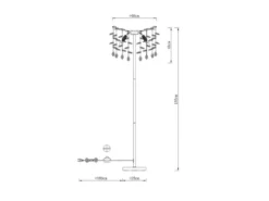 Ausgefallene LED Stehlampe Silber mit Glas Kristall 2-farbig, Höhe 155cm