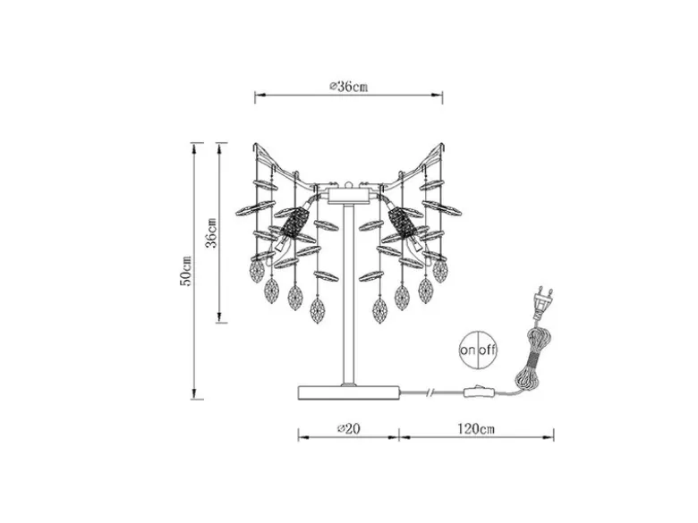 Ausgefallene LED Tischlampe Silber mit Glas Kristall 2-farbig, Höhe 50cm