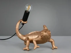 Ausgefallene LED Tischleuchte Tierlampe Chamäleon Gold, Höhe 22cm