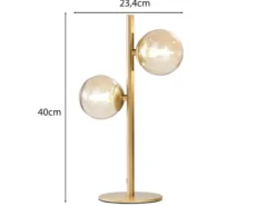 Ausgefallene LED Tischleuchte Gold - Glaskugeln Bernstein, Höhe 40cm