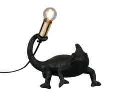Ausgefallene LED Tischleuchte Tierlampe Chamäleon Schwarz, Höhe 22cm