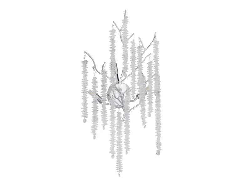 Ausgefallene LED Wandlampe Silber Chrom mit Kristall, Höhe 60cm