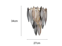 Ausgefallene LED Wandleuchte mit 3-farbigem K9 Kristall, Höhe 34cm