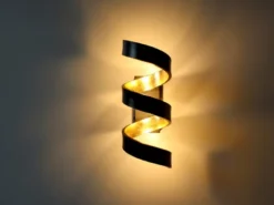 Ausgefallene LED Wandleuchte 2er Set Schwarz / Gold, Höhe 26cm