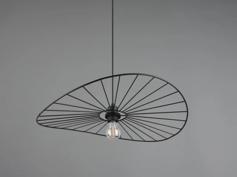 Ausgefallene Pendelleuchte CHAPEAU, Lampenschirm Schwarzer Draht, Ø 60cm