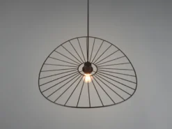 Ausgefallene Pendelleuchte CHAPEAU, Lampenschirm Schwarzer Draht, Ø 60cm