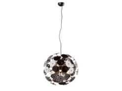 Ausgefallene Pendelleuchte DISCALGO mit Glas Lampenschirm Chrom bedampft, Ø 54cm