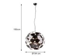 Ausgefallene Pendelleuchte DISCALGO mit Glas Lampenschirm Chrom bedampft, Ø 54cm