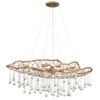 Ausgefallene Pendelleuchte LAGUNA Gold matt mit Glas Behang, Breite 107cm