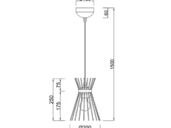 Ausgefallene Pendelleuchte ROD Draht Lampenschirm Schwarz-Gold, Ø 20cm