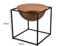 Ausgefallener Beistelltisch CELLI aus Metall und Holz, Höhe 55cm