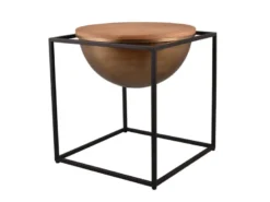 Ausgefallener Beistelltisch CELLI aus Metall und Holz, Höhe 47,5cm