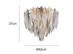 Ausgefallener LED Deckenleuchter Gold mit 3-farbigem K9 Kristall Ø 40cm