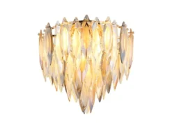Ausgefallener LED Deckenleuchter Gold mit 3-farbigem K9 Kristall Ø 40cm