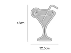 Ausgefallenes LED Neonschild Cocktail mit USB Kabel & Netzteil, Höhe 43cm