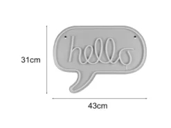 Ausgefallenes LED Neonschild Hallo mit USB Kabel & Netzteil, Breite 43cm