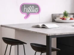 Ausgefallenes LED Neonschild Hallo mit USB Kabel & Netzteil, Breite 43cm