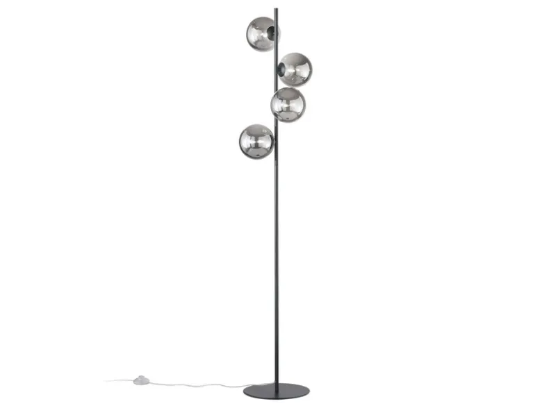 Ausgefallene Stehlampe HONEY Schwarz - Glaskugeln Rauchglas, Höhe 160cm