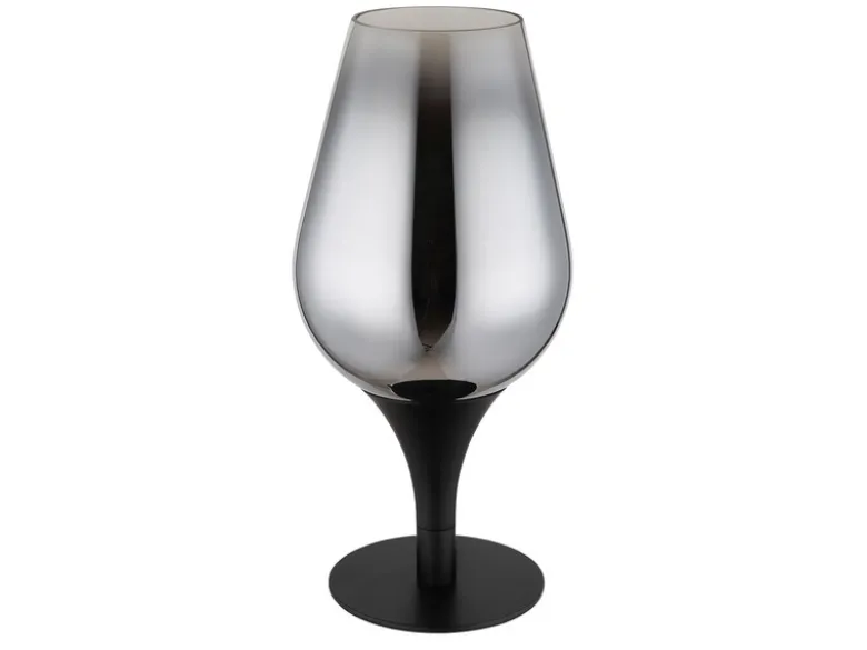 Ausgefallene Tischleuchte LAVUS mit Rauchglas Lampenschirm, Höhe 31cm