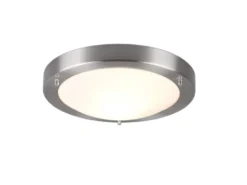 Bad Deckenleuchte CONDUS in Silber mit Glas Opal Weiß Ø 31,5cm - Badlampen