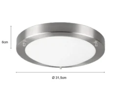 Bad Deckenleuchte CONDUS in Silber mit Glas Opal Weiß Ø 31,5cm - Badlampen