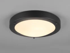 Bad Deckenleuchte CONDUS in Schwarz mit Glas Weiß IP44 Badlampe, Ø 31,5cm