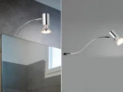 Badezimmerlampe GIADA in Chrom für Spiegelschrank mit schwenkbarem Spot