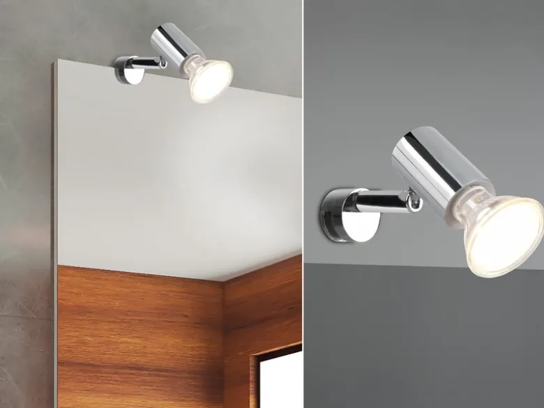 Bad Spiegelleuchte Spot Metall Chrom zum Klemmen max. 5mm, inkl. GU10 LED
