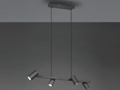 Balkenpendelleuchte MARLEY 4-flammig in Schwarz, Breite 80cm