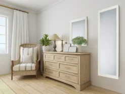 Barock Wandspiegel TANJA mit Holzrahmen Weiß 55x70 cm