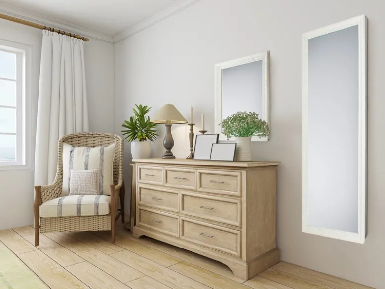 Barock Wandspiegel TANJA 50x150cm Ganzköperspiegel mit Holzrahmen Weiß