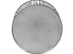 Beistelltisch RINA Korbtisch Metall Schwarz und Tischplatte Silber, Höhe 46cm
