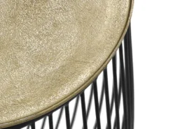 Beistelltisch RINA Korbtisch Metall Schwarz und Tischplatte Gold, Höhe 42cm