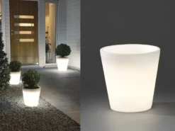 Beleuchteter Pflanzkübel Outdoor LED Blumentopf Ø 37cm Terrassenbeleuchtung