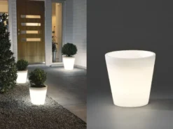 Beleuchteter Pflanzkübel Outdoor LED Blumentopf Ø 28cm Terrassenbeleuchtung