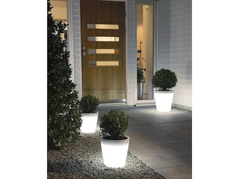Beleuchteter Pflanzkübel Outdoor LED Blumentopf Ø 28cm Terrassenbeleuchtung