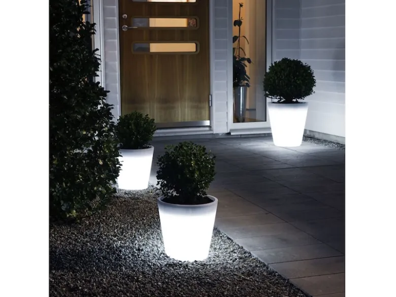 Beleuchteter Pflanzkübel Set Outdoor LED Blumentopf Ø 28cm & 37cm Terrassenlampe