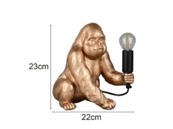 Besondere LED Tischleuchte Affenlampe Gorilla Gold, Höhe 23cm