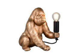 Besondere LED Tischleuchte Affenlampe Gorilla Gold, Höhe 23cm