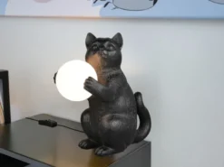 Besondere LED Tischleuchte Katzenlampe Schwarz, Höhe 30cm