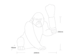 Besondere Tischleuchte KONG Affenlampe Gorilla Schwarz, Höhe 23cm