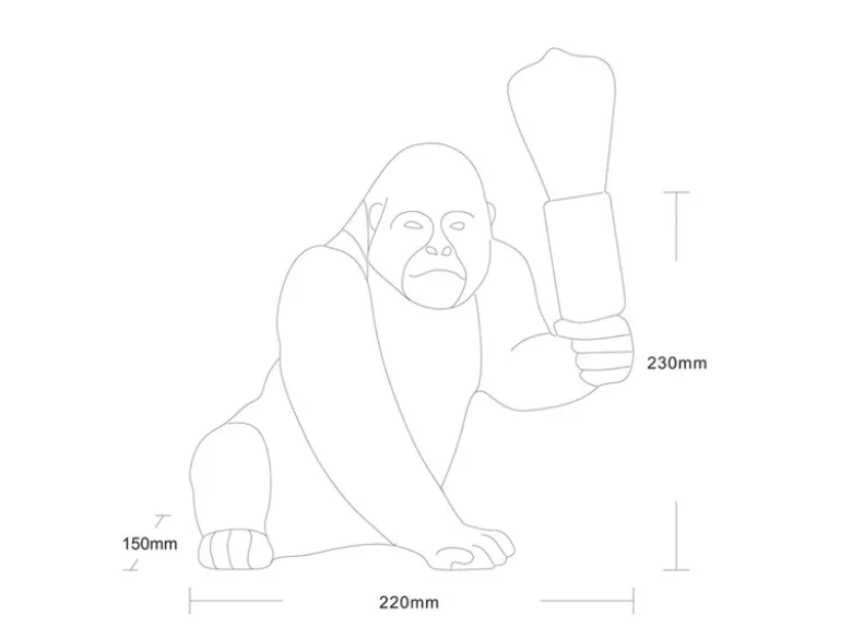 Besondere Tischleuchte KONG Affenlampe Gorilla Gold, Höhe 23cm
