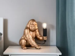Besondere Tischleuchte KONG Affenlampe Gorilla Gold, Höhe 23cm